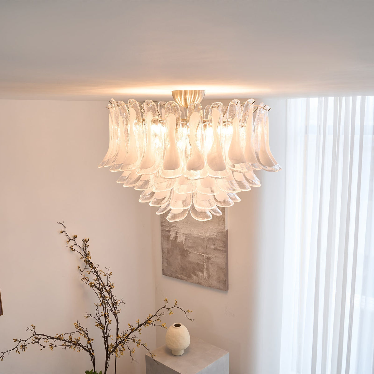 Celenira plafondlamp helder glas golven gelagen elegant