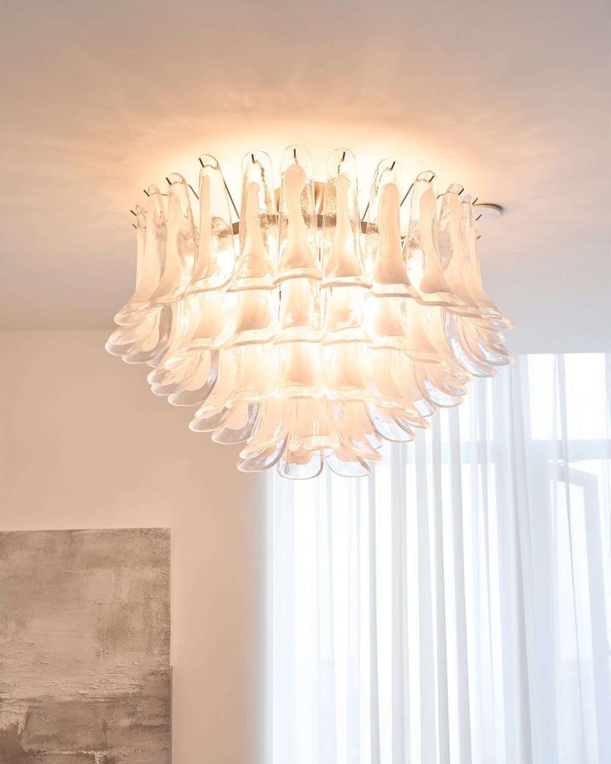 Celenira plafondlamp helder glas golven gelagen elegant