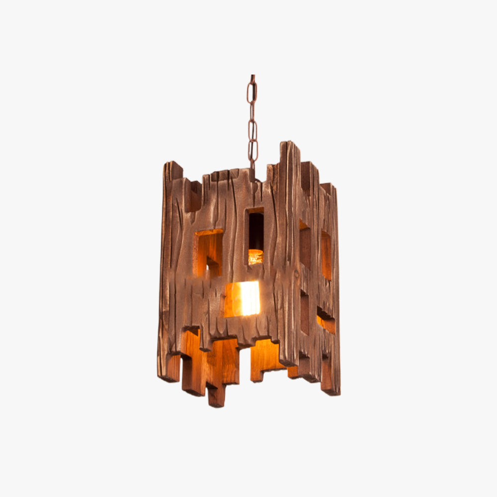 Brio Rechthoekige Retro Hanglamp Van Metaal En Hout, Woonkamer, 8.7"