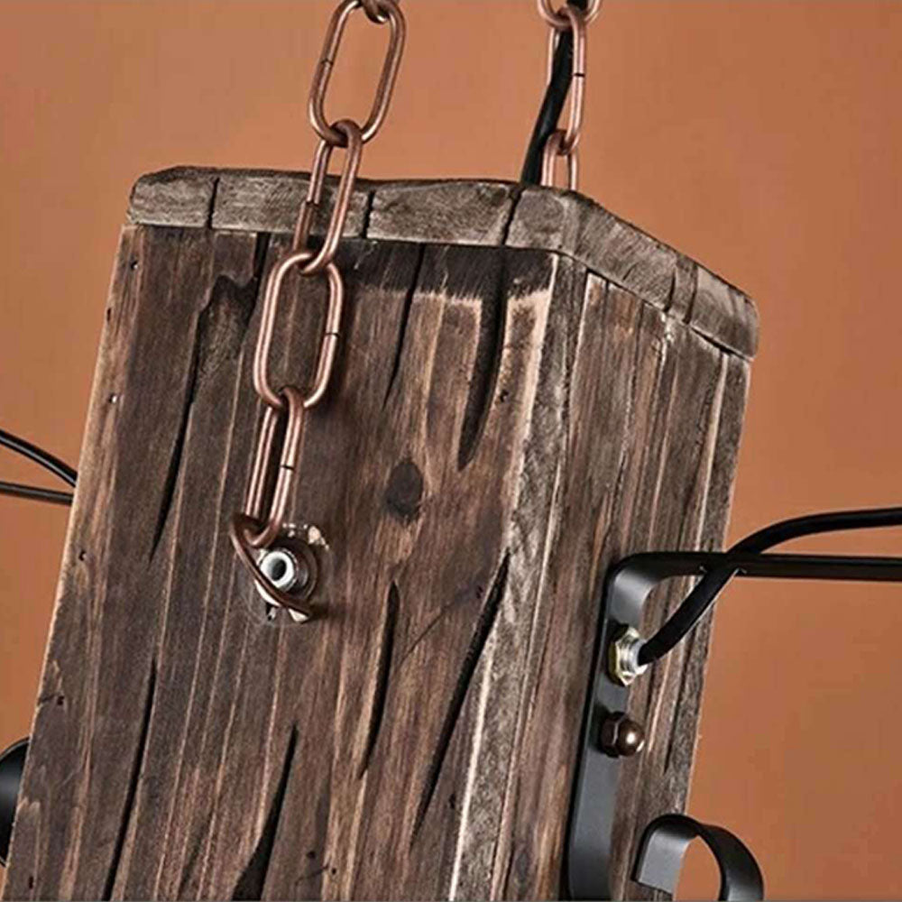 Brio Vintage Rechthoekige Hanglamp, Metal/Houten Eetk/Woonkamer