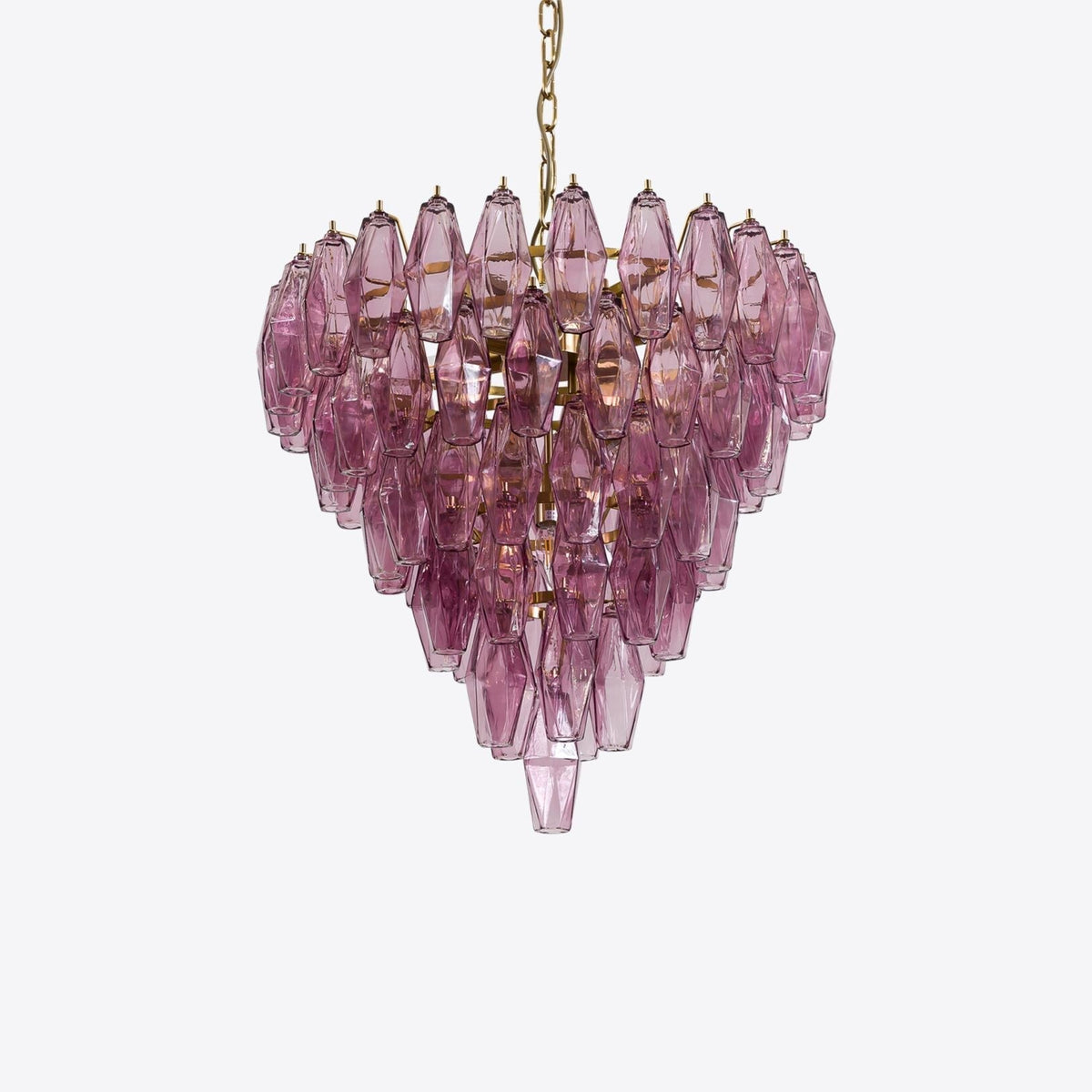 Eirenora Kroonluchter met Lagen van Roze Facettig glas in Vintage Stijl
