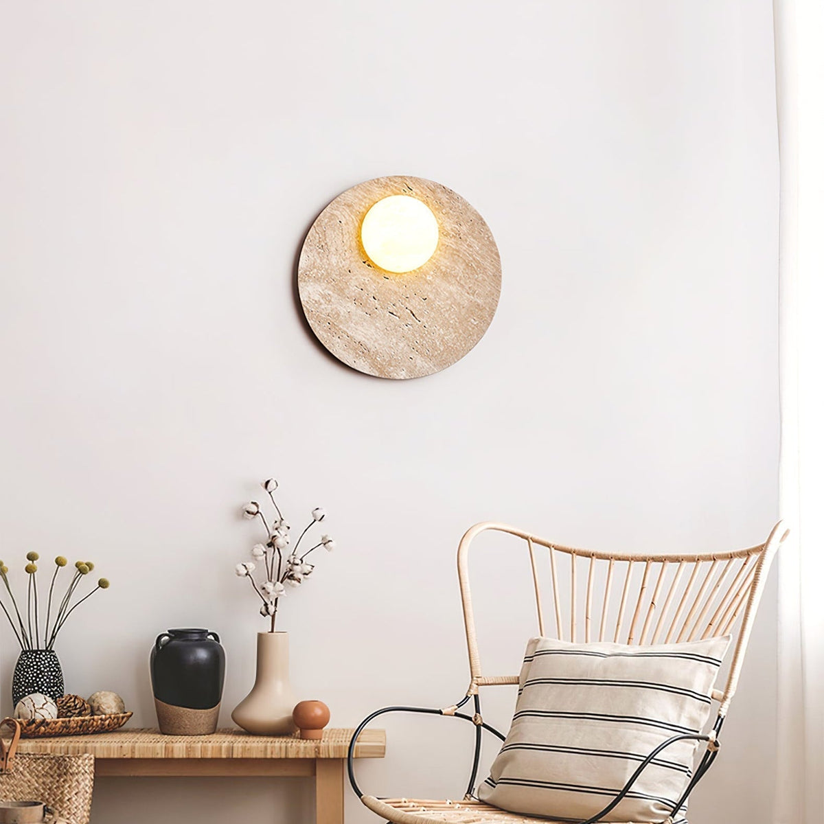 Vizoriel wandlamp met Geel travertin