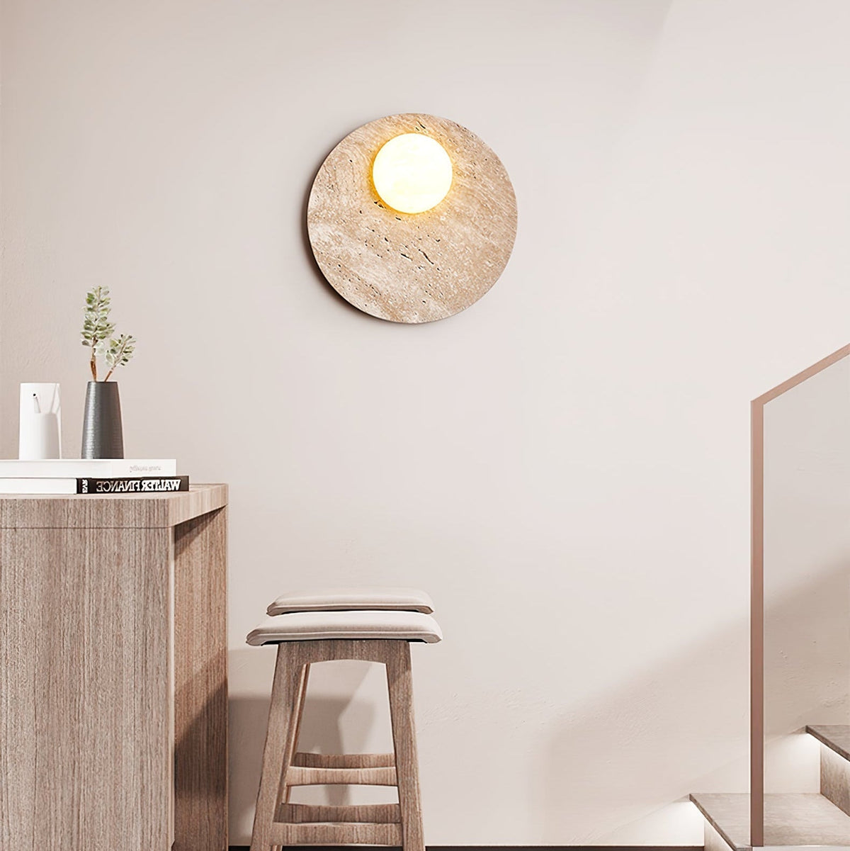 Vizoriel wandlamp met Geel travertin