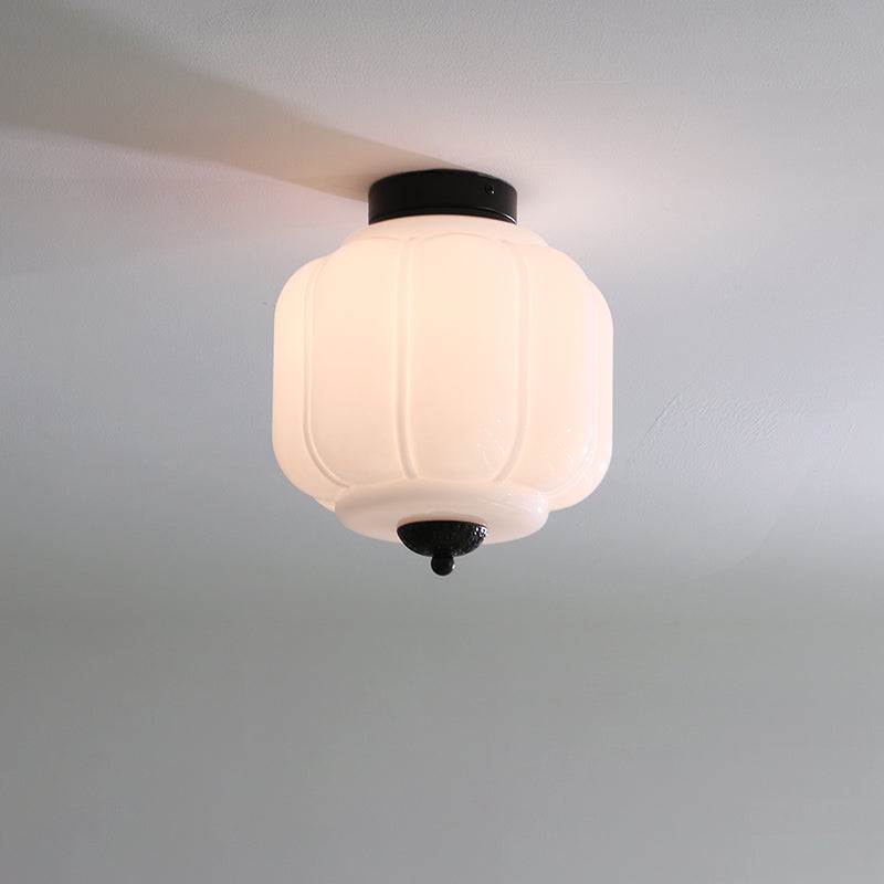 Selviro plafondlamp groen glas messing klassiek