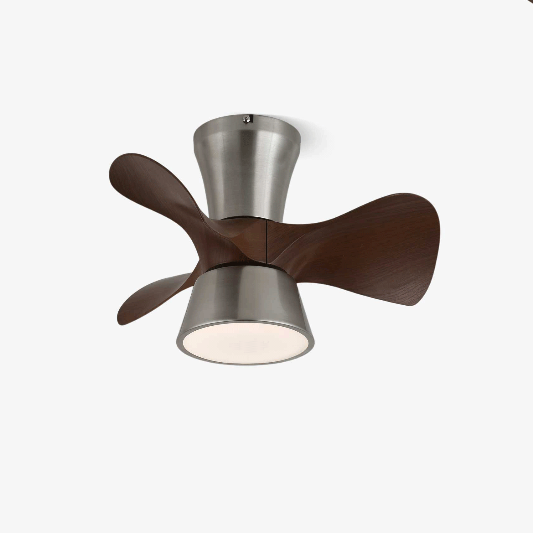 Nera Moderne plafondventilator met verlichting van walnoothout en nikkel