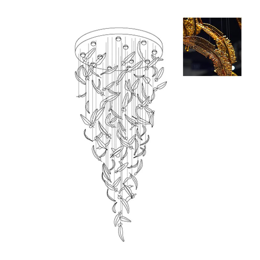 Aetherial glas Leaf Kroonluchter