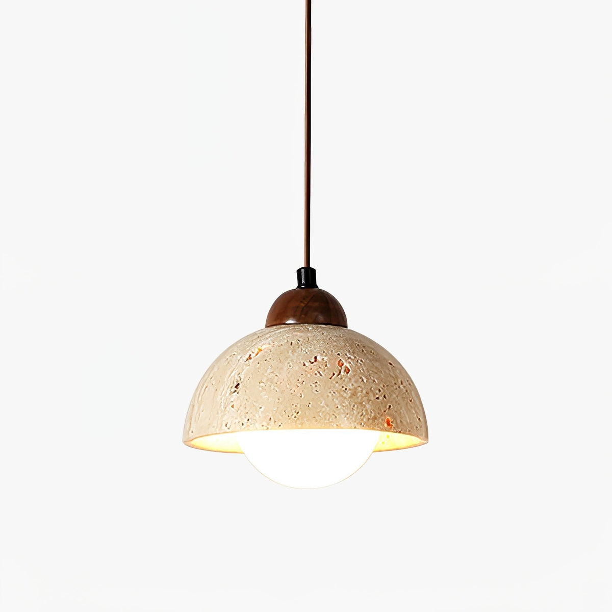 Lunex ronde hanglamp van geel travertin