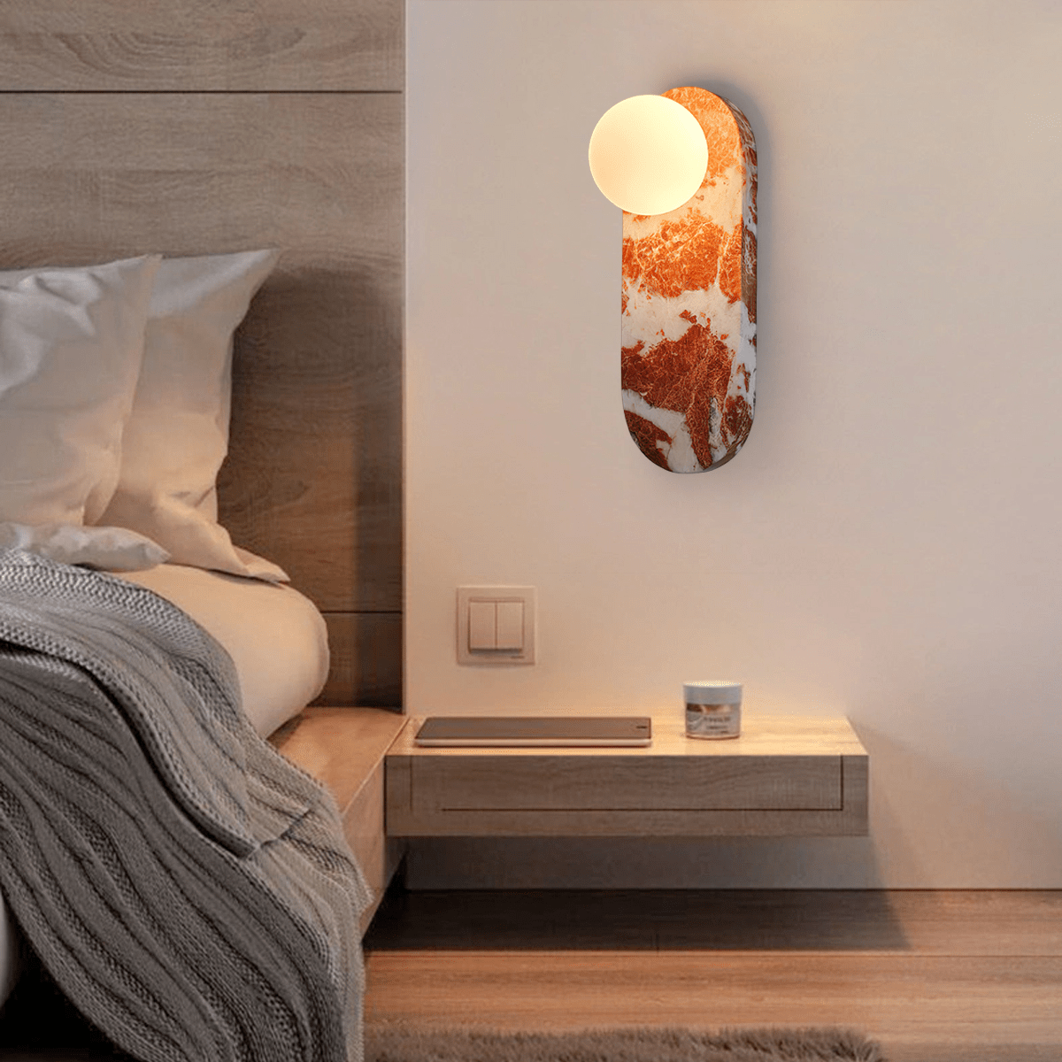 Sysolion Moderne minimalistische wandlamp van glas en marmer