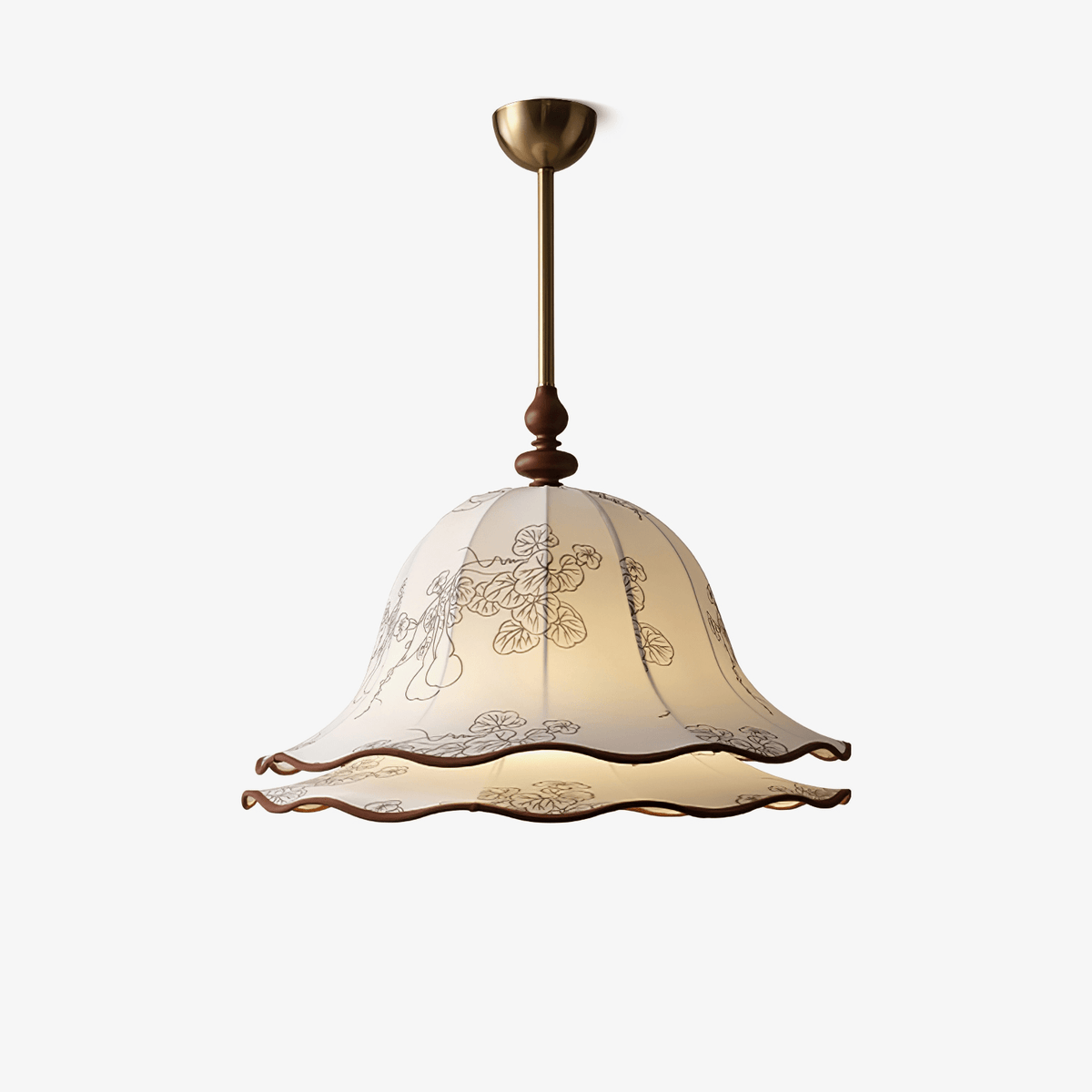 Ilsilis Traditionele Elegantie Bloemmotief Stoffen Hout hanglamp