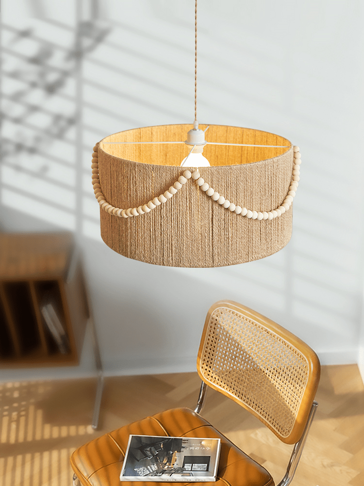 Ershaa elegantie Natuurlijk Bead Jute hanglamp