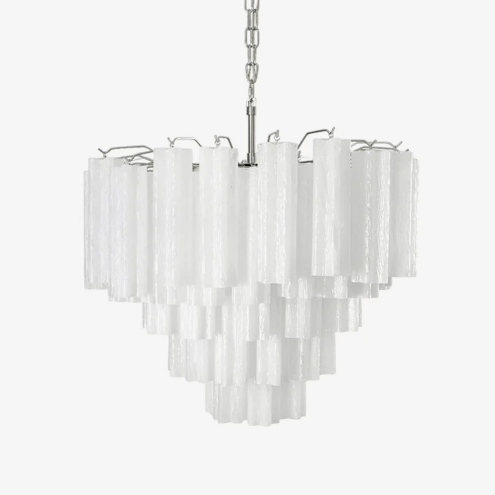 Velinaine kroonluchter met mat Murano-glas in gelaagd cascade-effect
