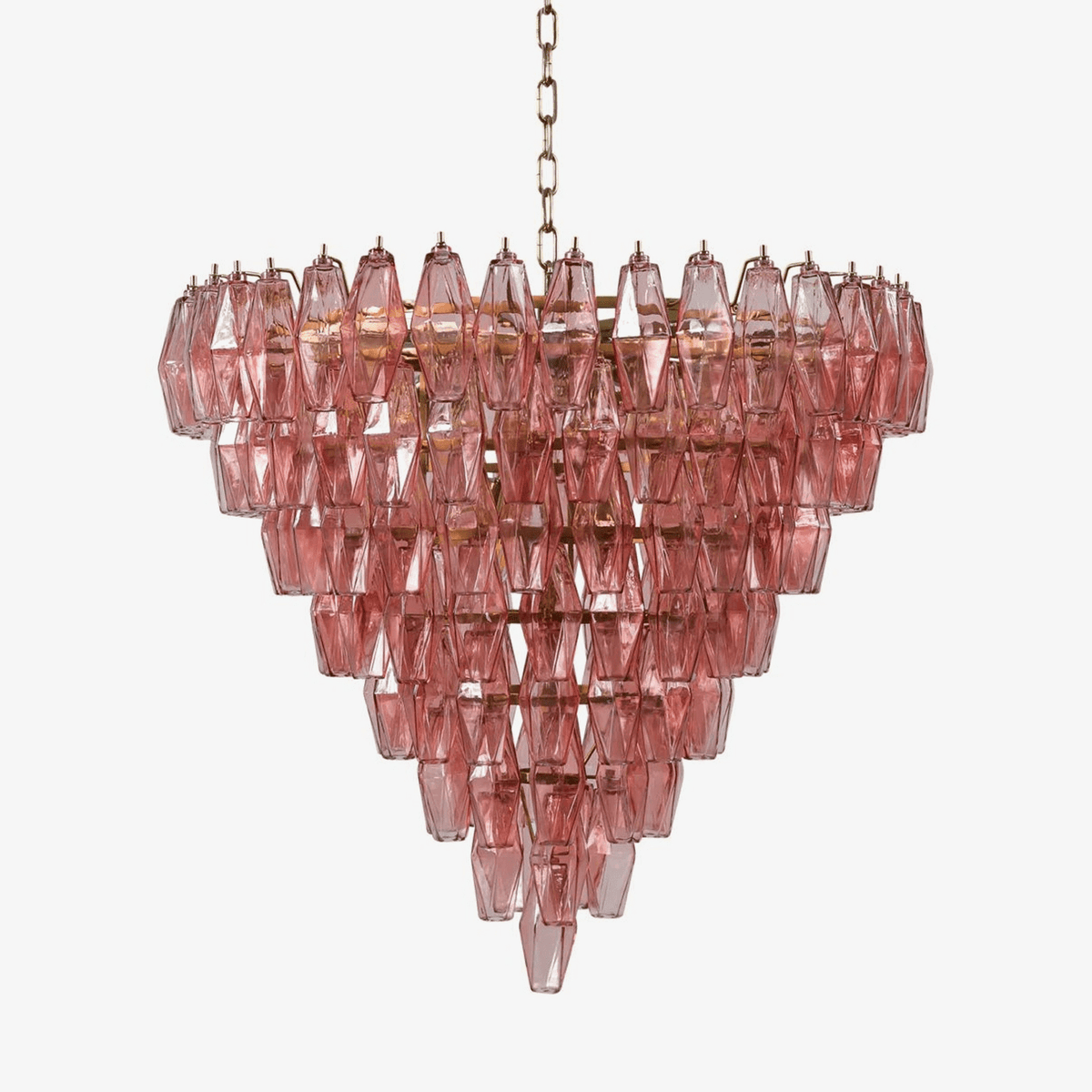 Eirenora Kroonluchter met Lagen van Roze Facettig glas in Vintage Stijl
