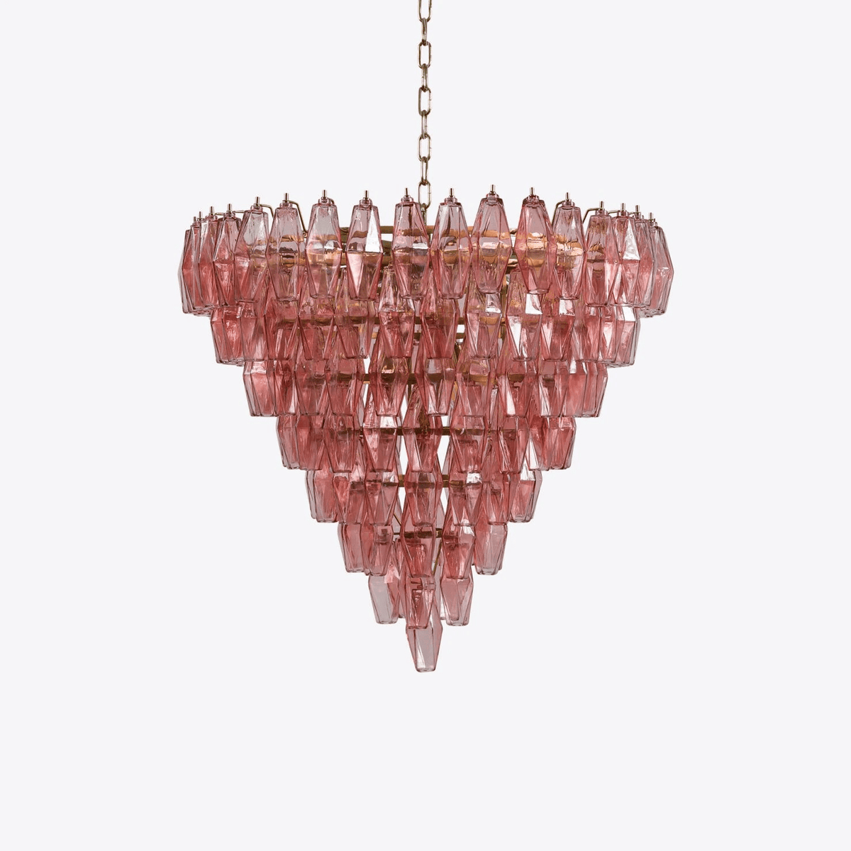 Eirenora Kroonluchter met Lagen van Roze Facettig glas in Vintage Stijl