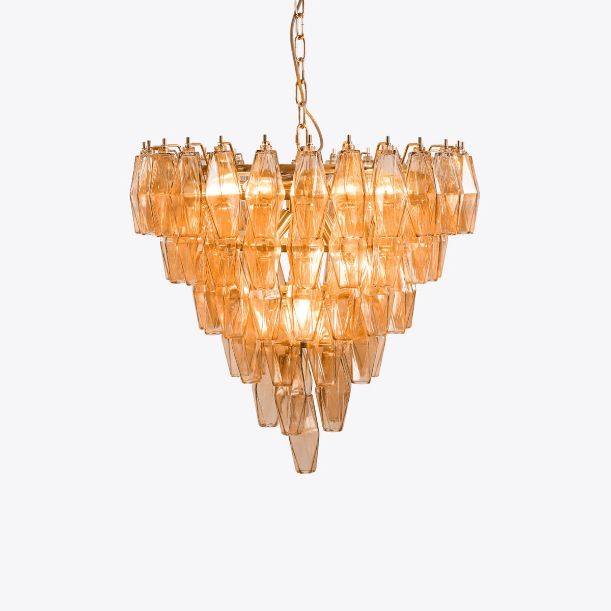 Eirenora Kroonluchter met Lagen van Roze Facettig glas in Vintage Stijl