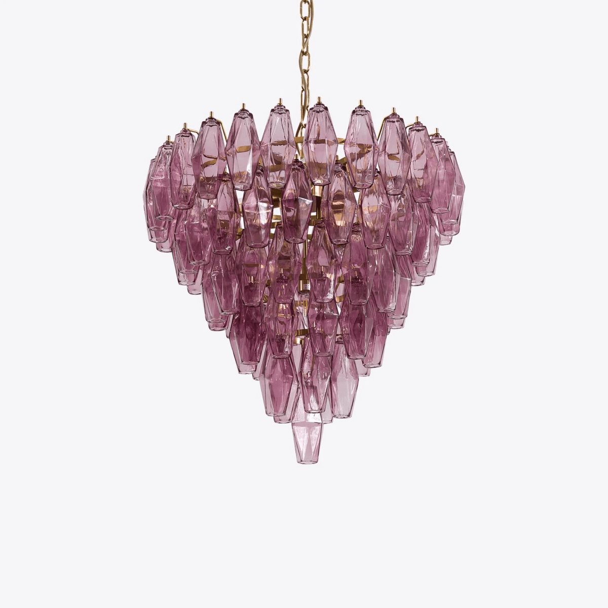 Eirenora Kroonluchter met Lagen van Roze Facettig glas in Vintage Stijl