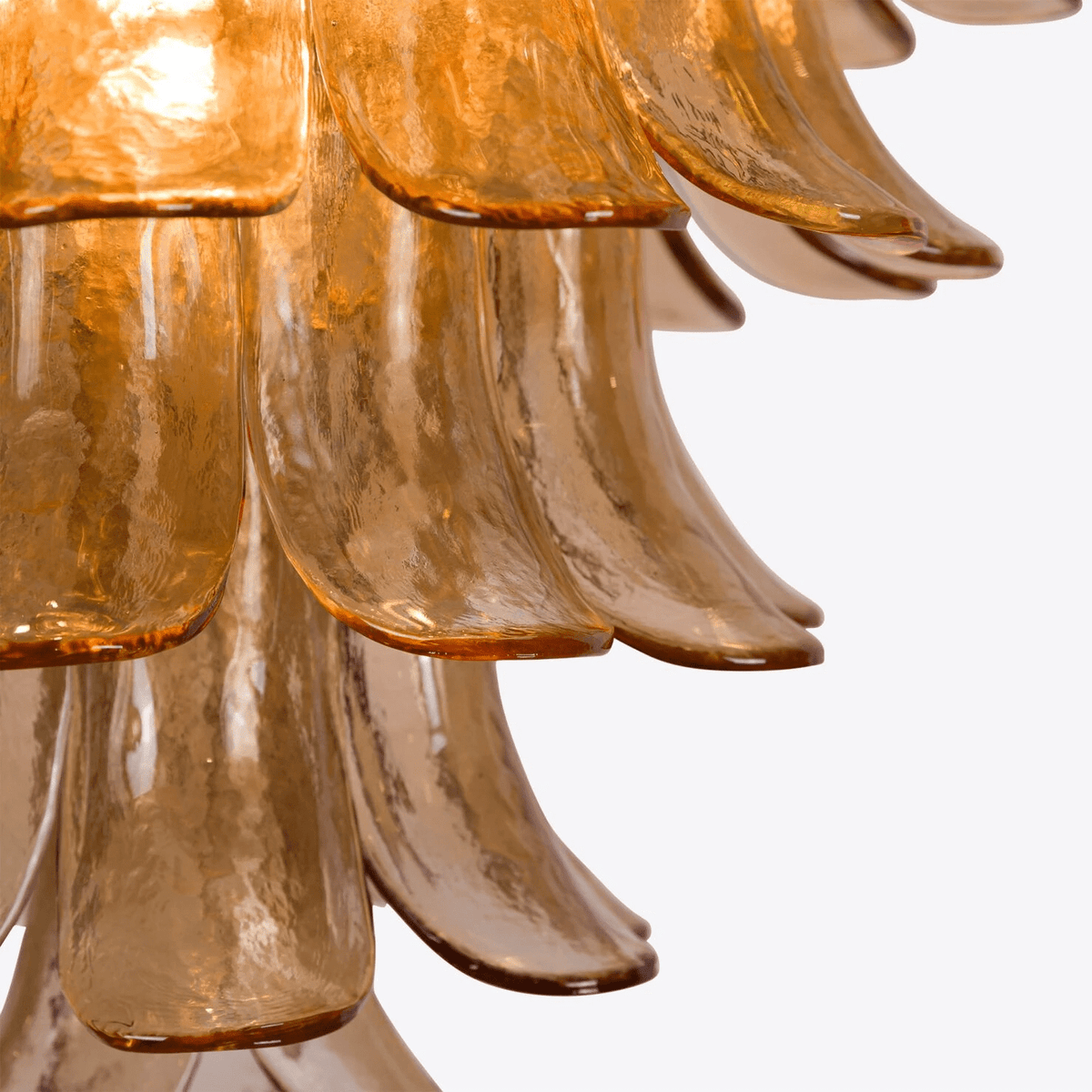 Lykne kroonluchter van met amberkleurige Murano-glas bloemblaadjes in mid-century stijl
