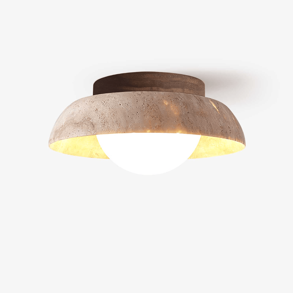 Anya Disc-koepelvormige travertin plafondlamp
