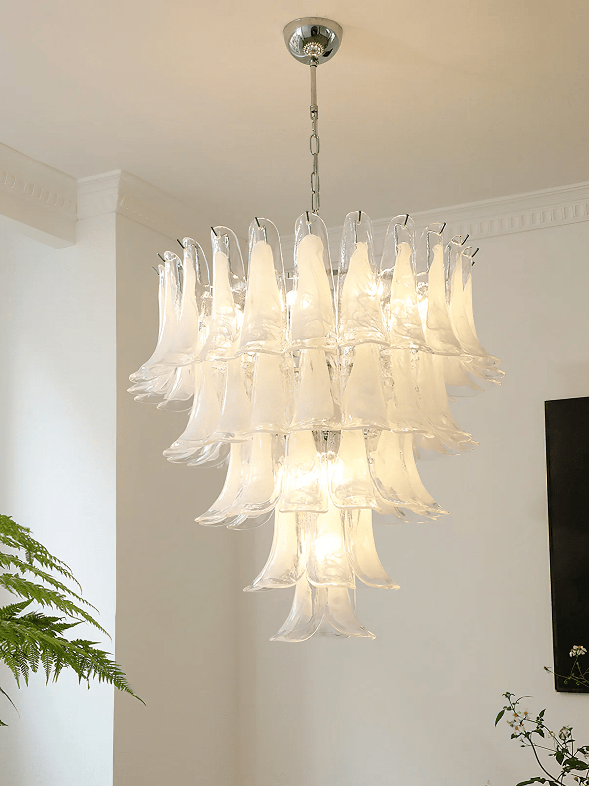 Elvess Kroonluchter Murano-glasblad Goudkleurig