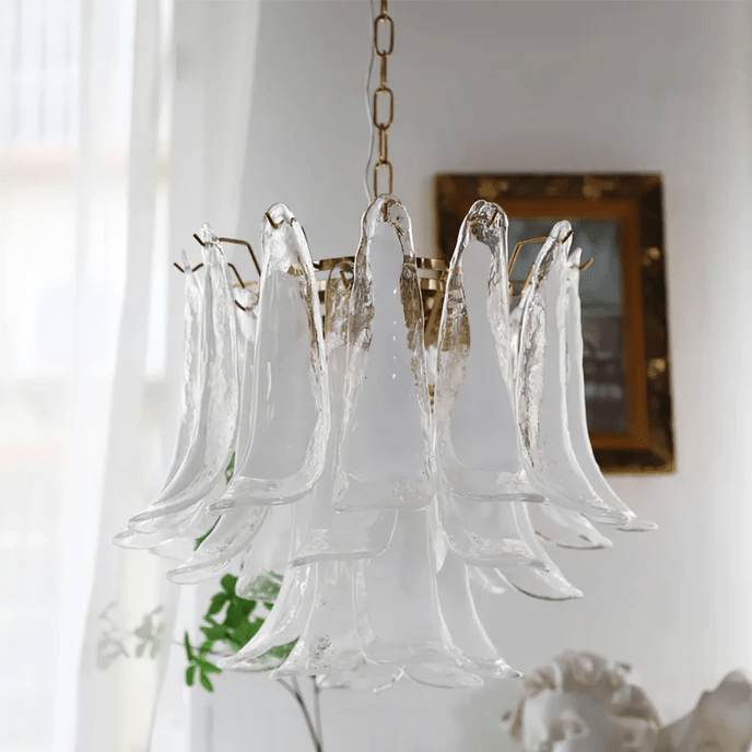 Elvess Kroonluchter Murano-glasblad Goudkleurig