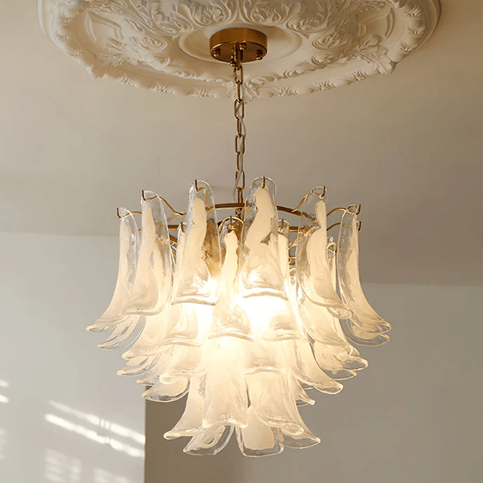 Elvess Kroonluchter Murano-glasblad Goudkleurig