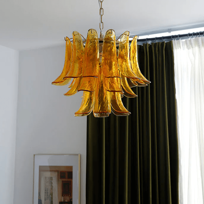 Elvess Kroonluchter Murano-glasblad Goudkleurig