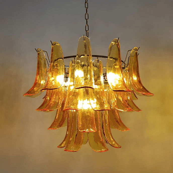Elvess Kroonluchter Murano-glasblad Goudkleurig
