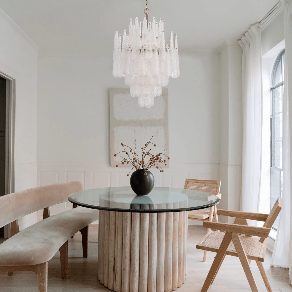 Velorian Kroonluchter met druppelvormige textuur en glas