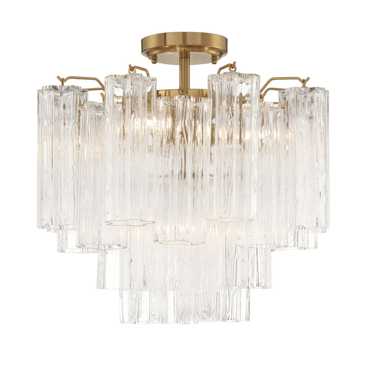 Eirerise plafondlamp met heldere Murano-glasbuizen handgemaakt