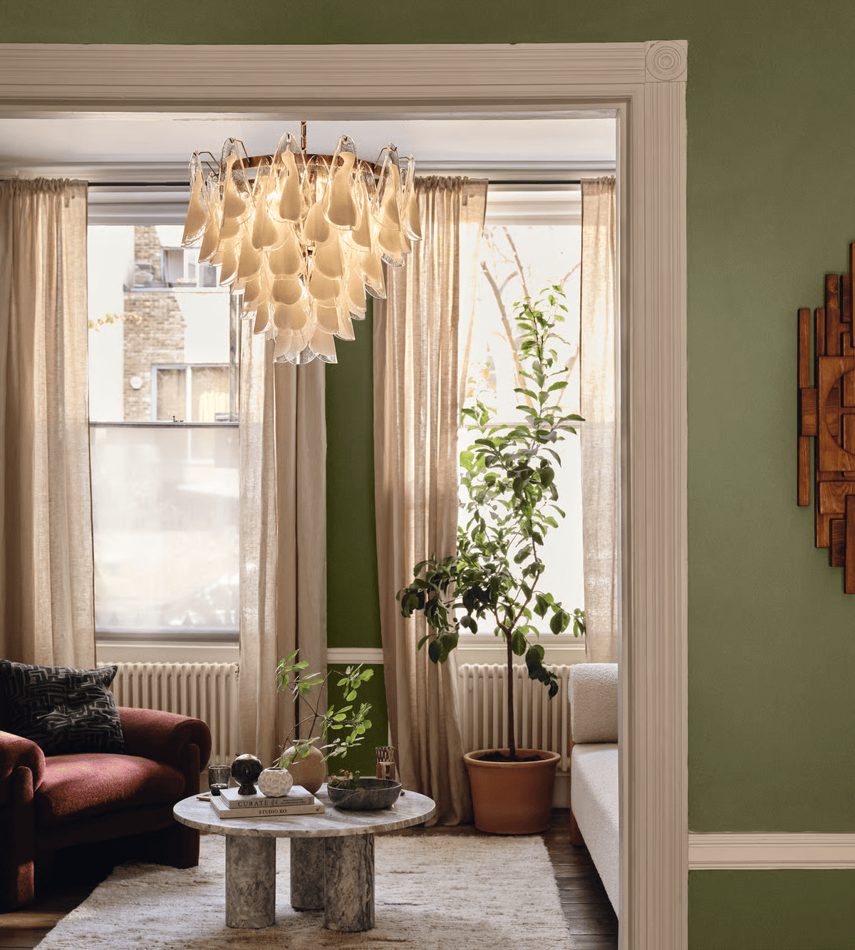 Eiririel Kroonluchter Wit Bloemblaad glas Gelaagd Modern