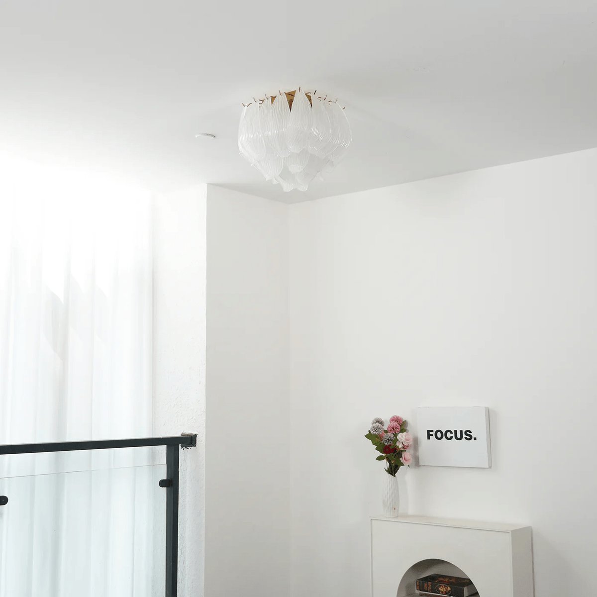 Liorivina plafondlamp Murano bloemblaadjes handgemaakte glas vlakke plafondlamp