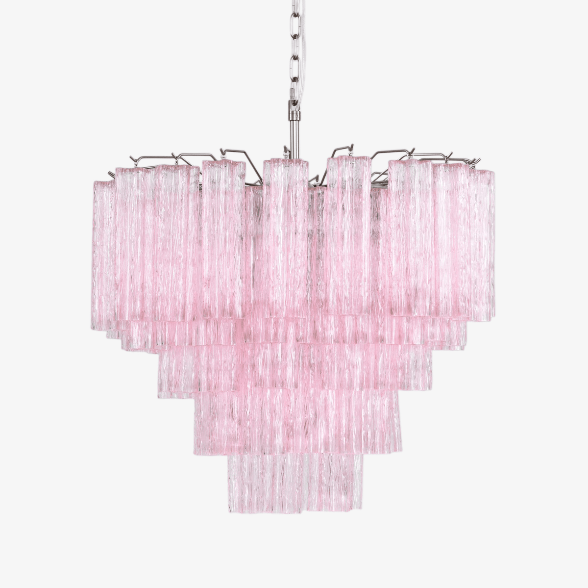 Celoora kroonluchter met roze glas, meervoudig ontwerp, romantische uitstraling