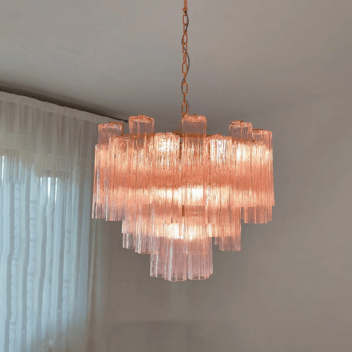 Lioruian kroonluchter Murano glas gelaagd Grijs
