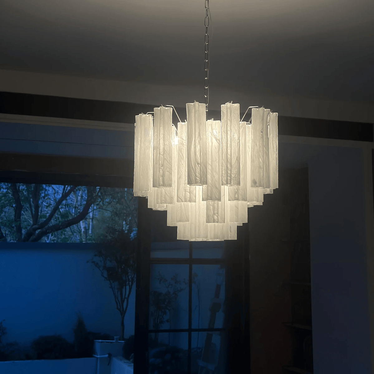 Lioruian kroonluchter Murano glas gelaagd Grijs