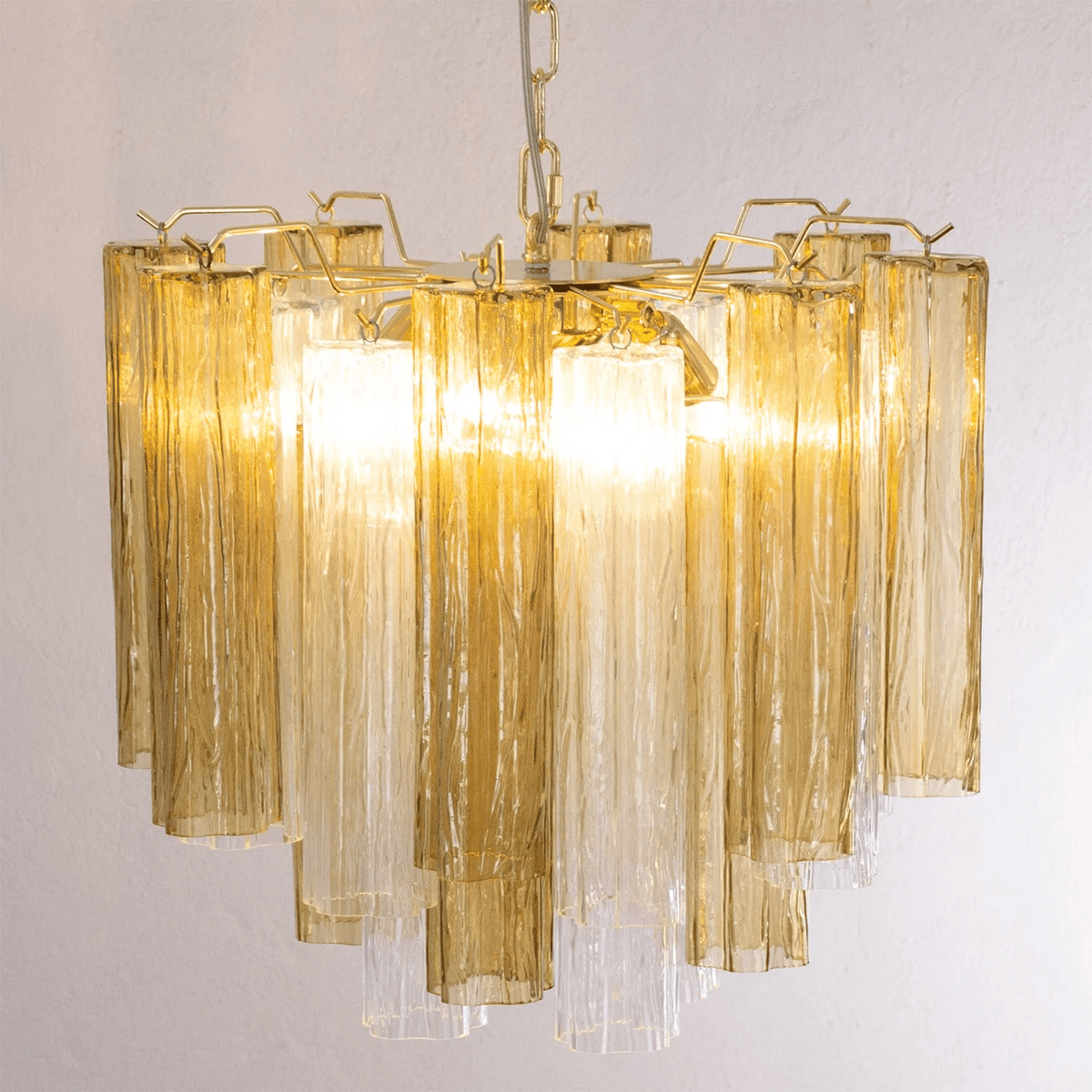Lioruian kroonluchter Murano glas gelaagd Grijs