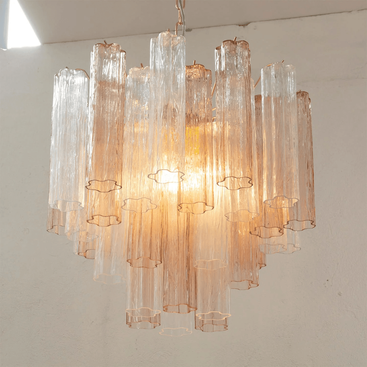 Lioruian kroonluchter Murano glas gelaagd Grijs
