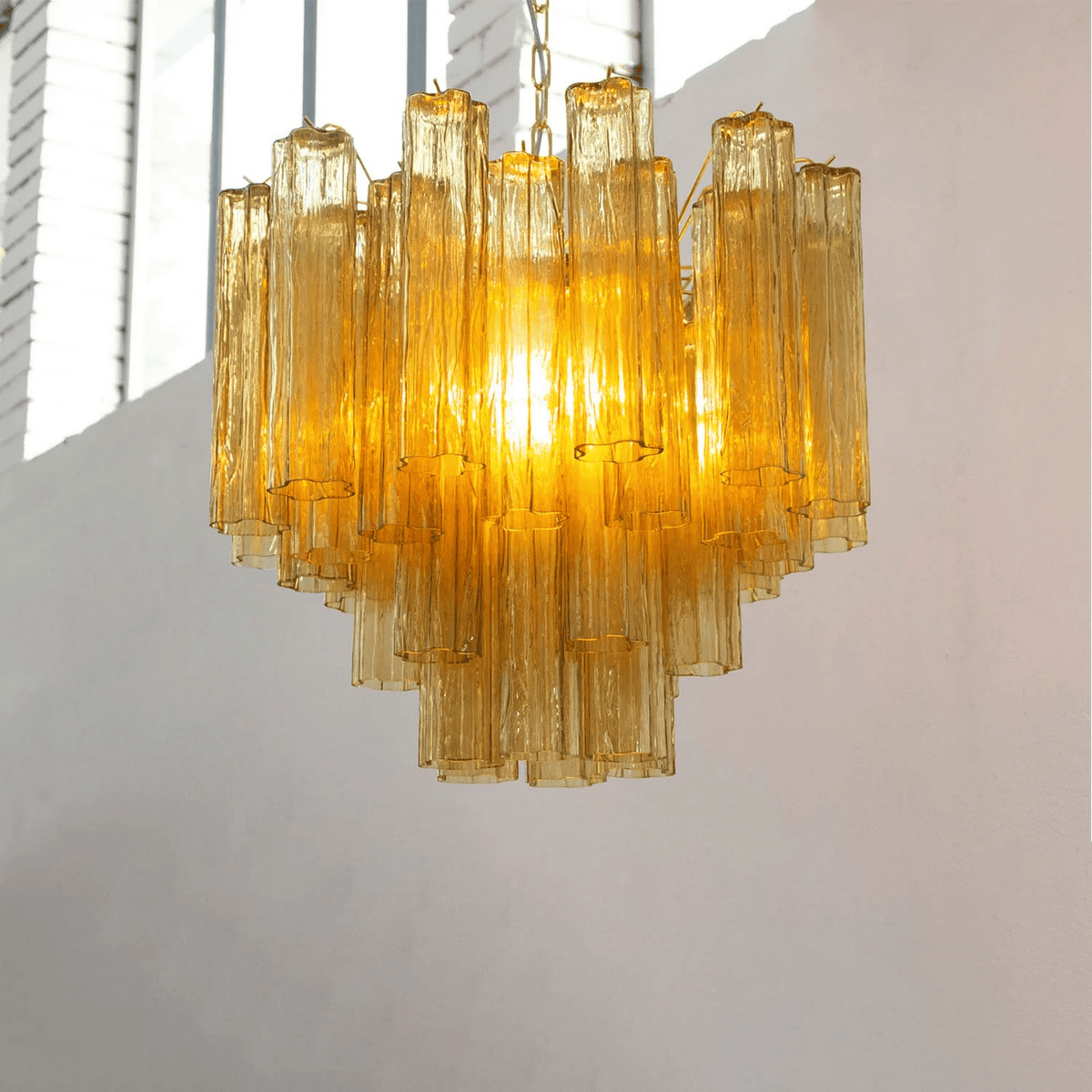 Lioruian kroonluchter Murano glas gelaagd Grijs