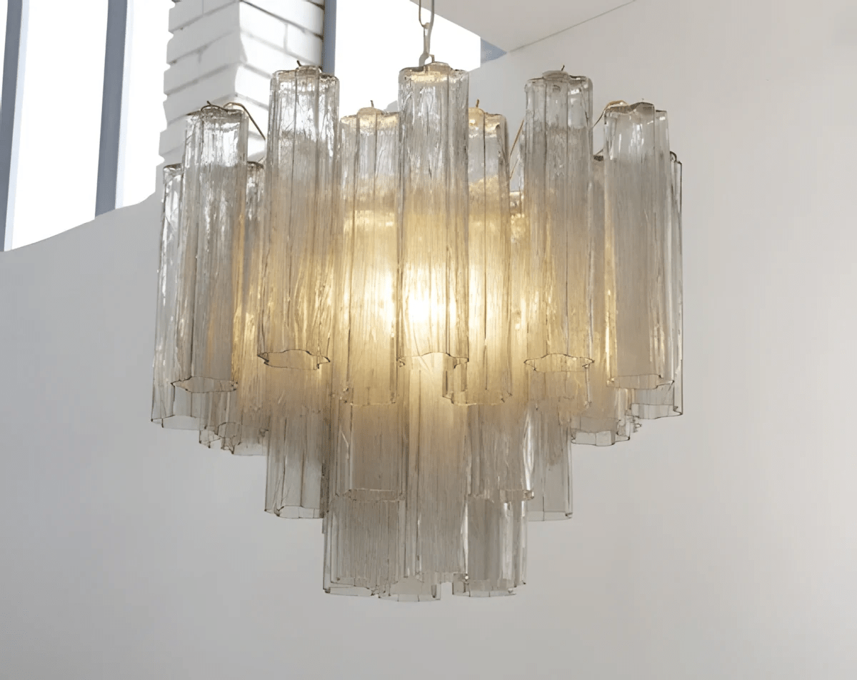 Lioruian kroonluchter Murano glas gelaagd Grijs