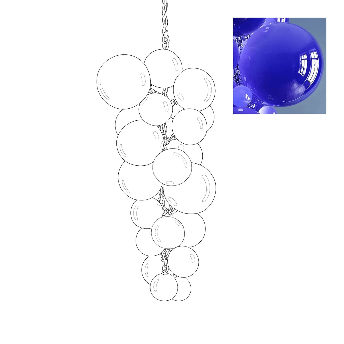 Blixo Kroonluchter Murano glas Druivenbos Kunst Art Deco