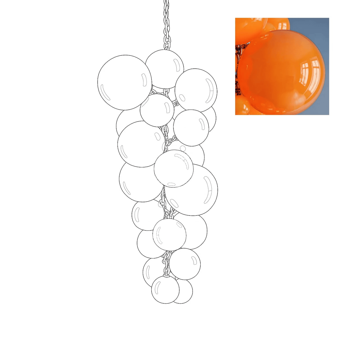 Blixo Kroonluchter Murano glas Druivenbos Kunst Art Deco