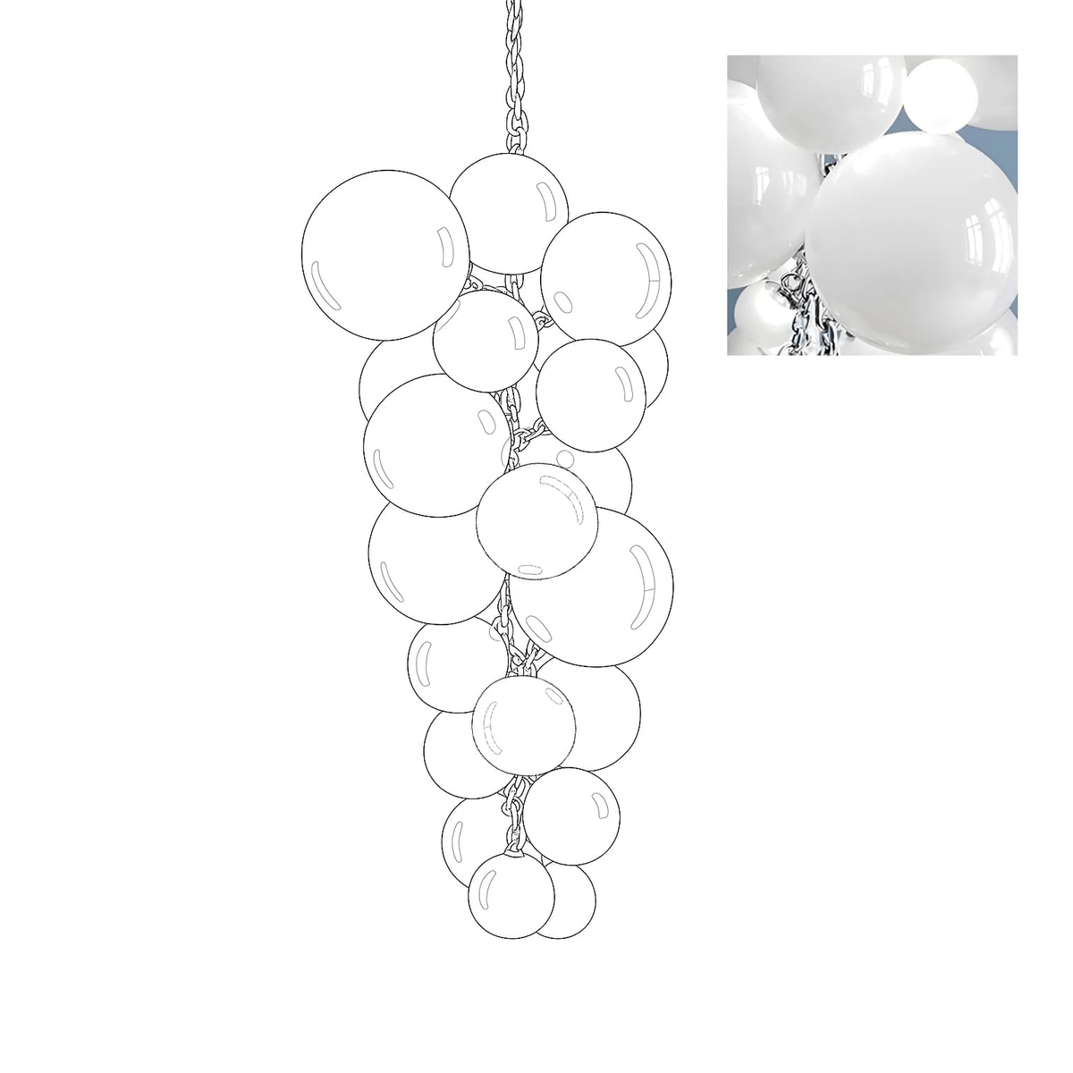 Blixo Kroonluchter Murano glas Druivenbos Kunst Art Deco