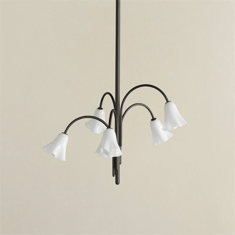 Lioreriel kroonluchter Blossom bloemblaad glas gebogen armen