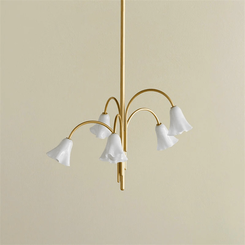 Lioreriel kroonluchter Blossom bloemblaad glas gebogen armen