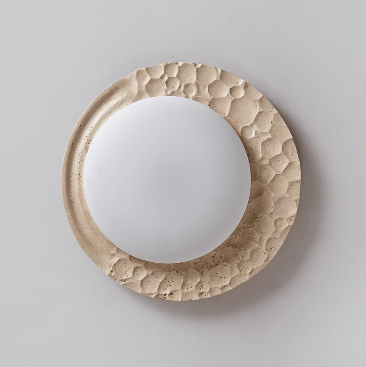 Ivsoris plafondlamp met textuur van geel travertin