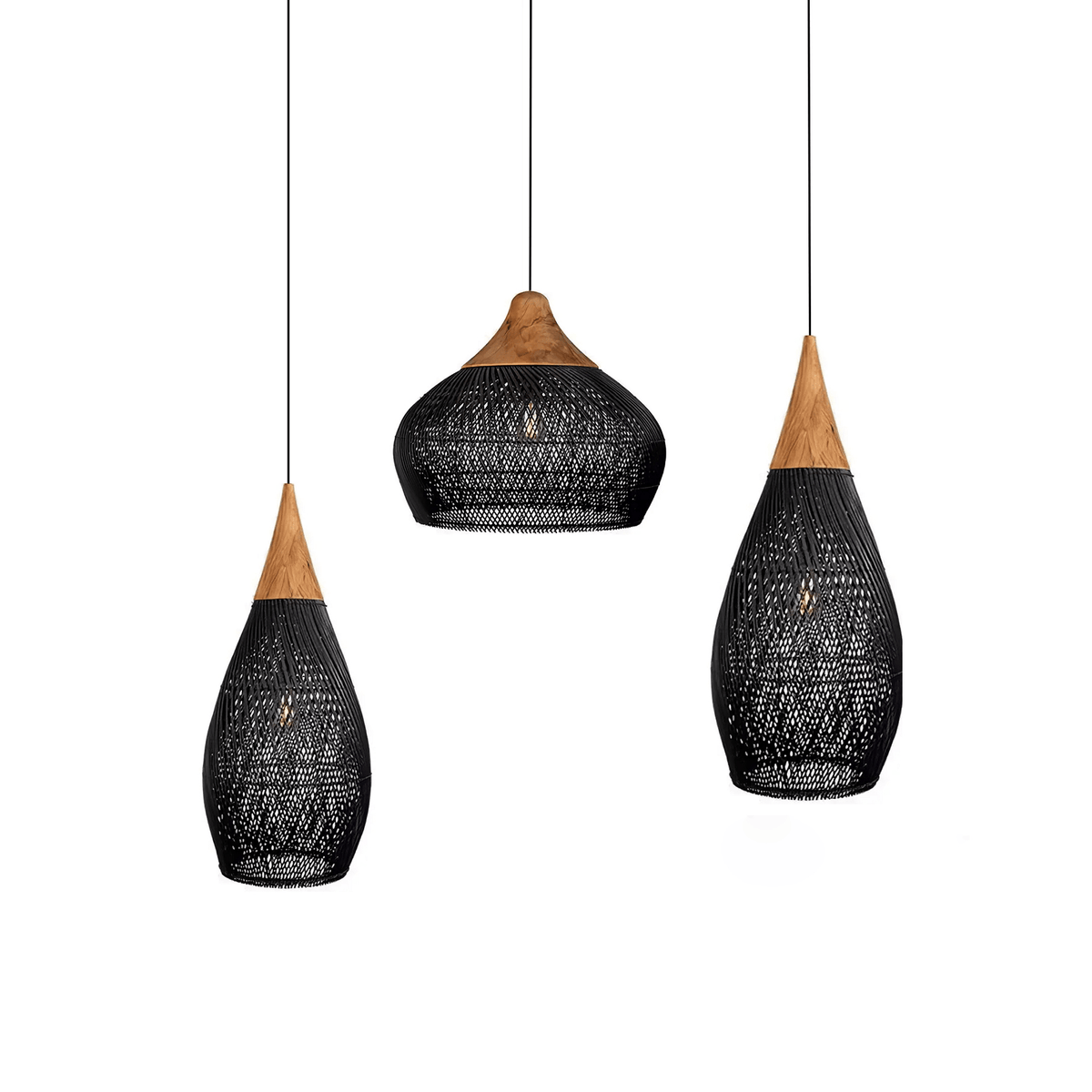 Solavn hanglamp van rotan en hout