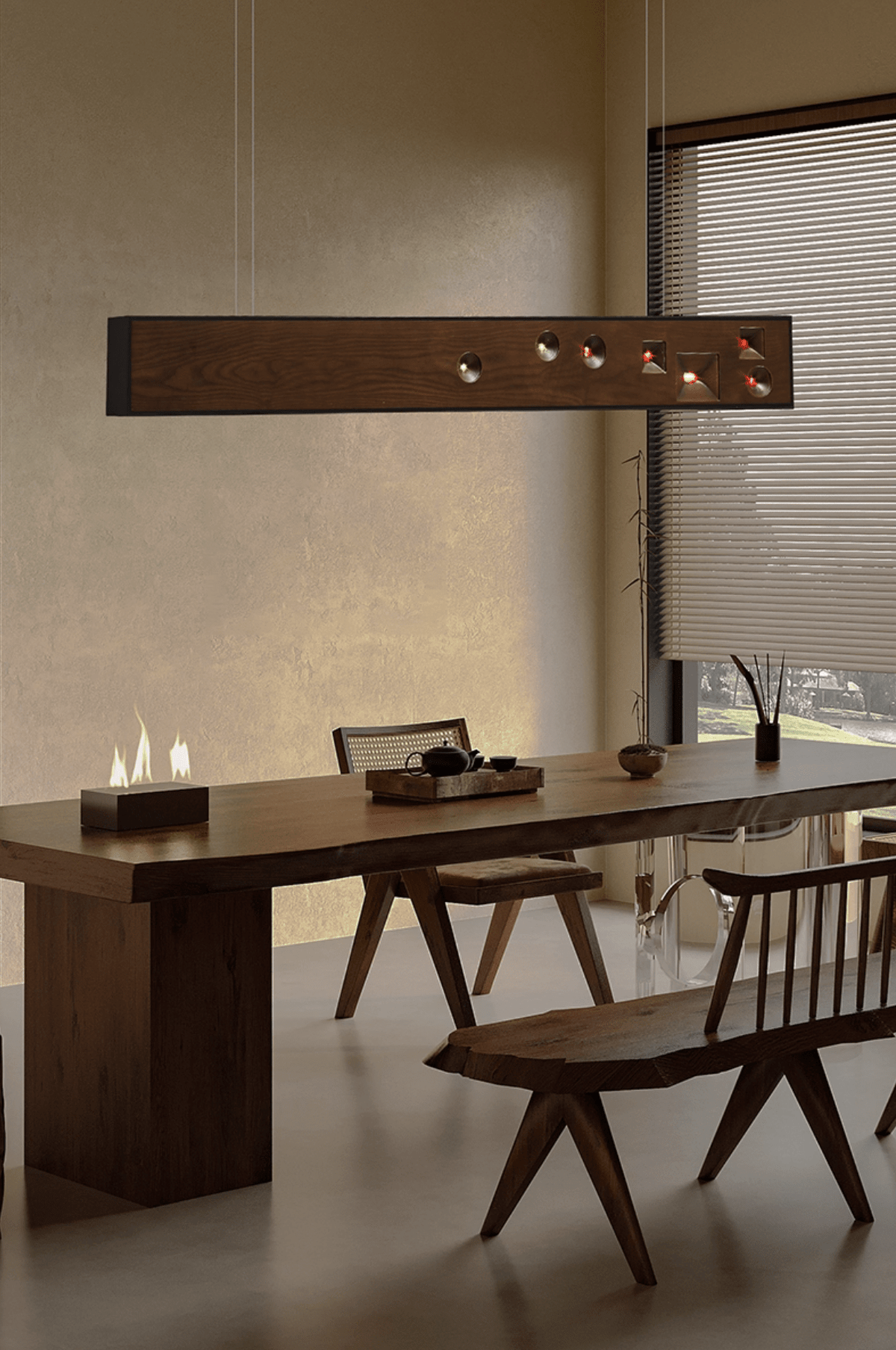 Elvorora hanglamp hout edelsteen lineaire LED