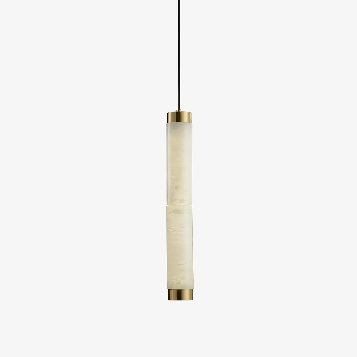 Lira cilindrische hanglamp van albast met goudkleurige afwerking