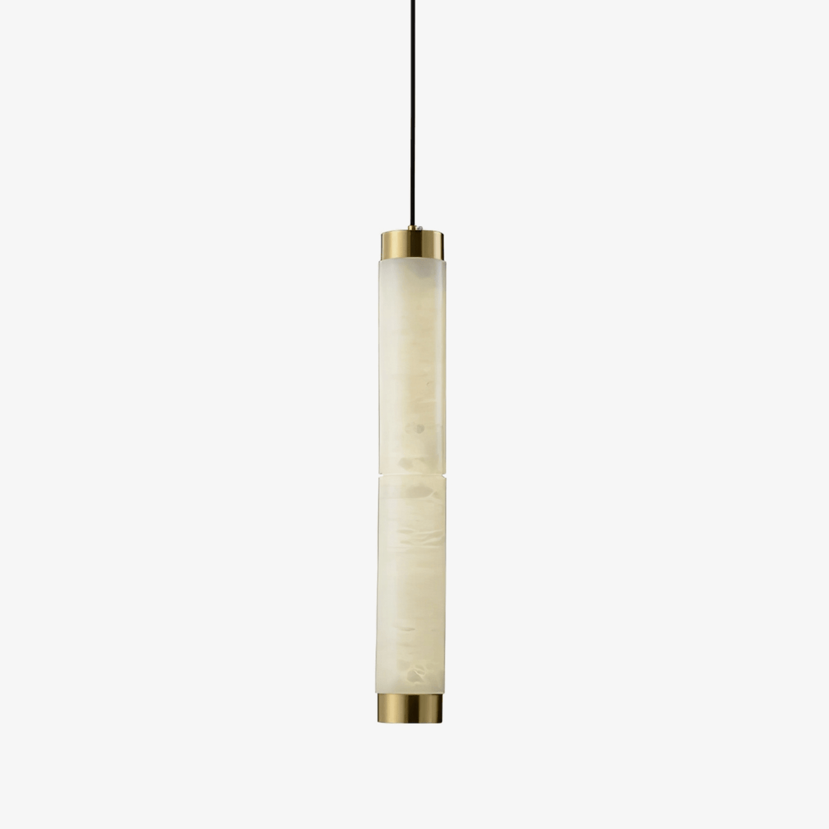 Lira cilindrische hanglamp van albast met goudkleurige afwerking
