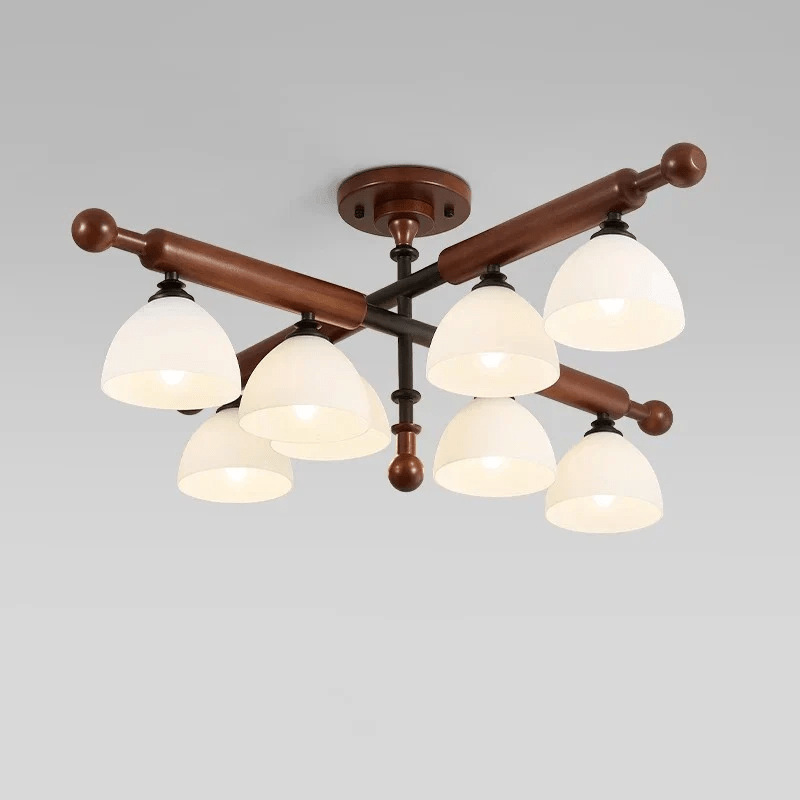 Rusticana kruisbalk plafondlamp van walnoothout