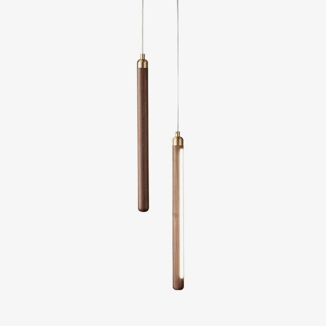 Kyoto walnoothout messing lineaire hanglamp