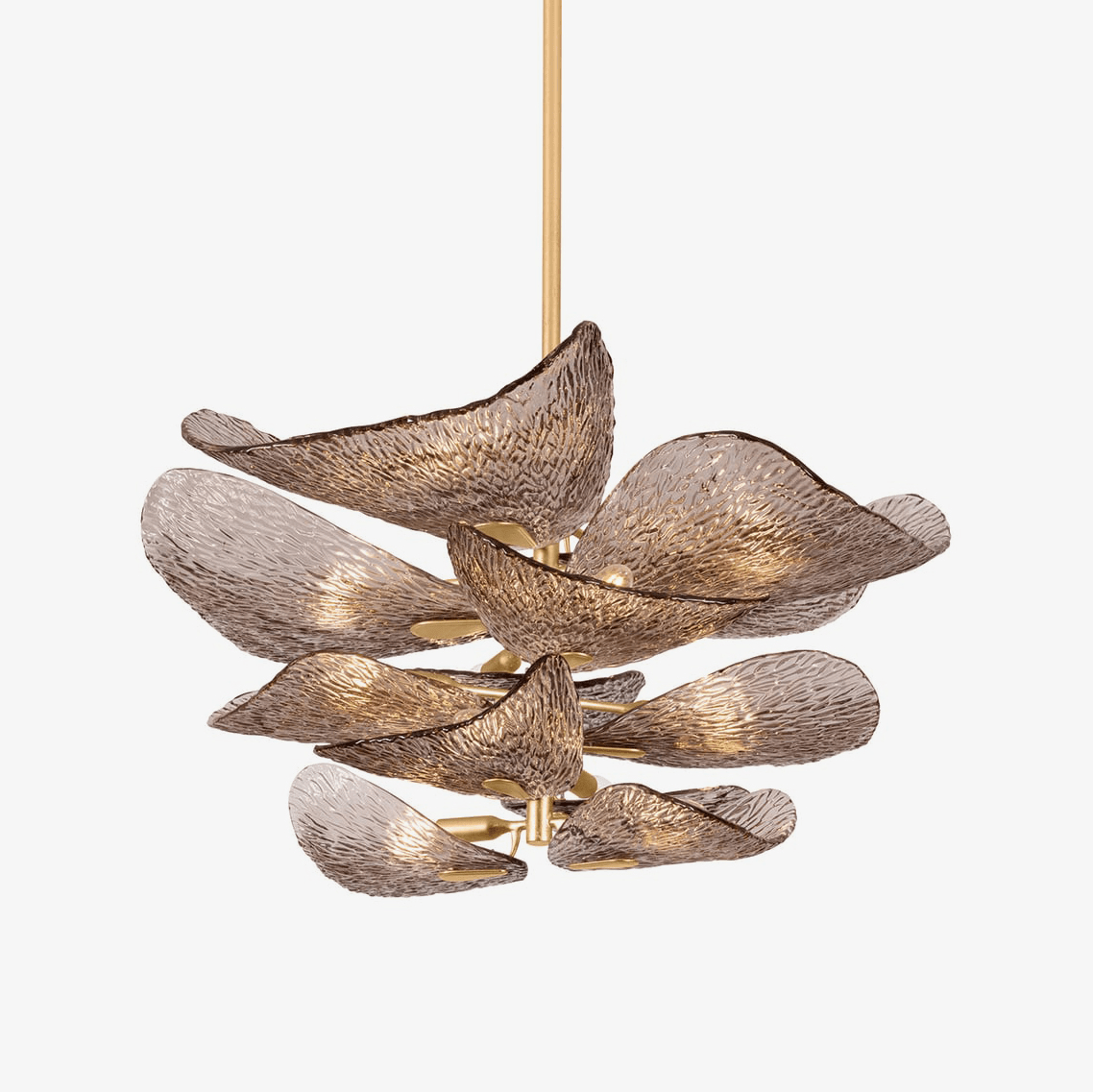 Celaline Kroonluchter Cardiff Piastra Glas Bloemblad Gelaagd brons